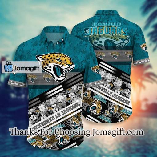 [Personalized] NFL Jacksonville Jaguars Teal Flower Hawaiian Shirt V2 Gift