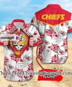 NFL Kansas City Chiefs Custom Name Skull Hawaiian Shirt Aloha Shirt