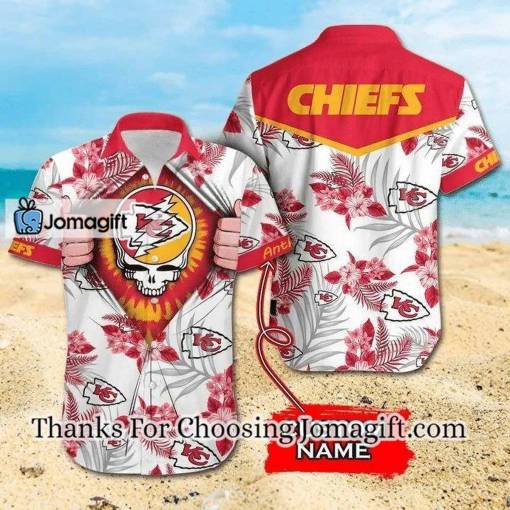 [Personalized] NFL Kansas City Chiefs Custom Name Skull Hawaiian Shirt Gift