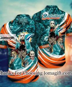 [Amazing] NFL Miami Dolphins Halloween Aqua Orange Hawaiian Shirt Gift