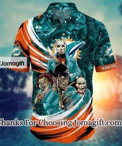NFL Miami Dolphins Halloween Aqua Orange Hawaiian Shirt Aloha Shirt 2