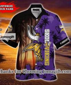 [Personalized] NFL Minnesota Vikings Custom Name Coconut Purple Hawaiian Shirt Gift