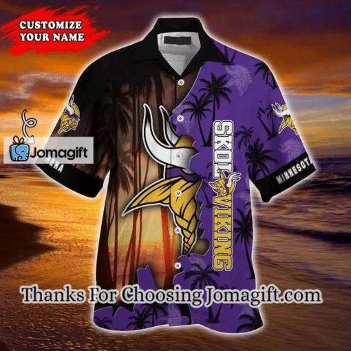 [Personalized] NFL Minnesota Vikings Custom Name Coconut Purple Hawaiian Shirt Gift
