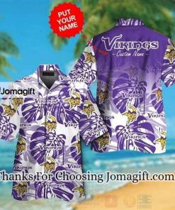 [Personalized] NFL Minnesota Vikings Custom Name White Purple Hawaiian Shirt Gift