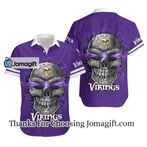 [Personalized] NFL Minnesota Vikings Skull Purple Hawaiian Shirt Gift