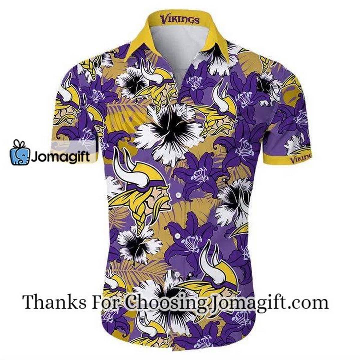 NFL Minnesota Vikings Tropical Flower Purple Yellow Hawaiian Shirt Aloha Shirt 1