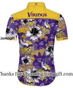 [Amazing] NFL Minnesota Vikings Tropical Flower Purple Yellow Hawaiian Shirt Gift
