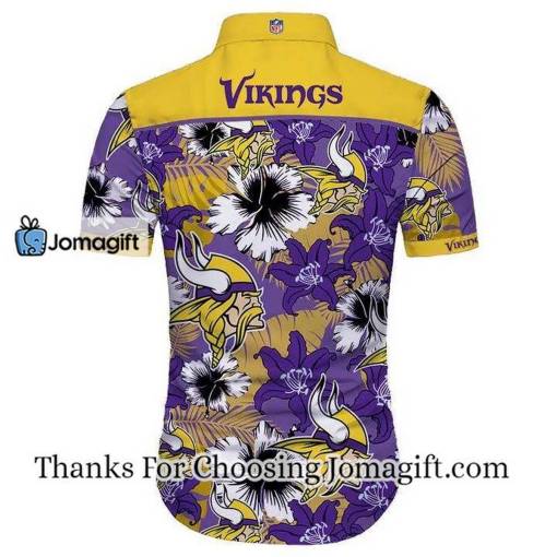 [Amazing] NFL Minnesota Vikings Tropical Flower Purple Yellow Hawaiian Shirt Gift