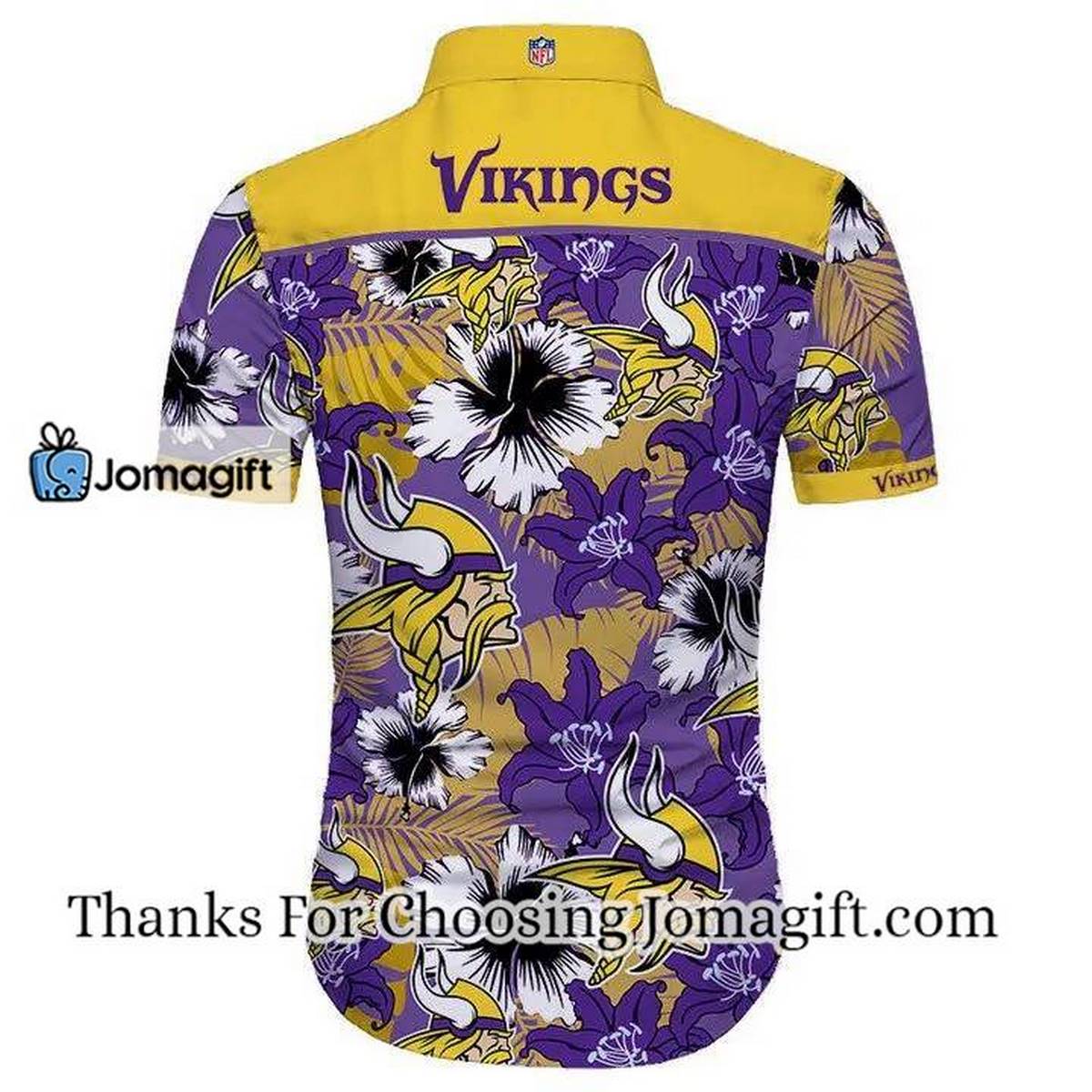 NFL Minnesota Vikings Tropical Flower Purple Yellow Hawaiian Shirt Aloha Shirt 2