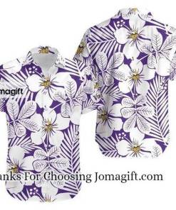 NFL Minnesota Vikings White Flowers Purple Hawaiian Shirt Aloha Shirt