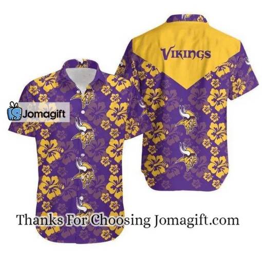 [Personalized] NFL Minnesota Vikings Yellow Flower Purple Hawaiian Shirt Gift