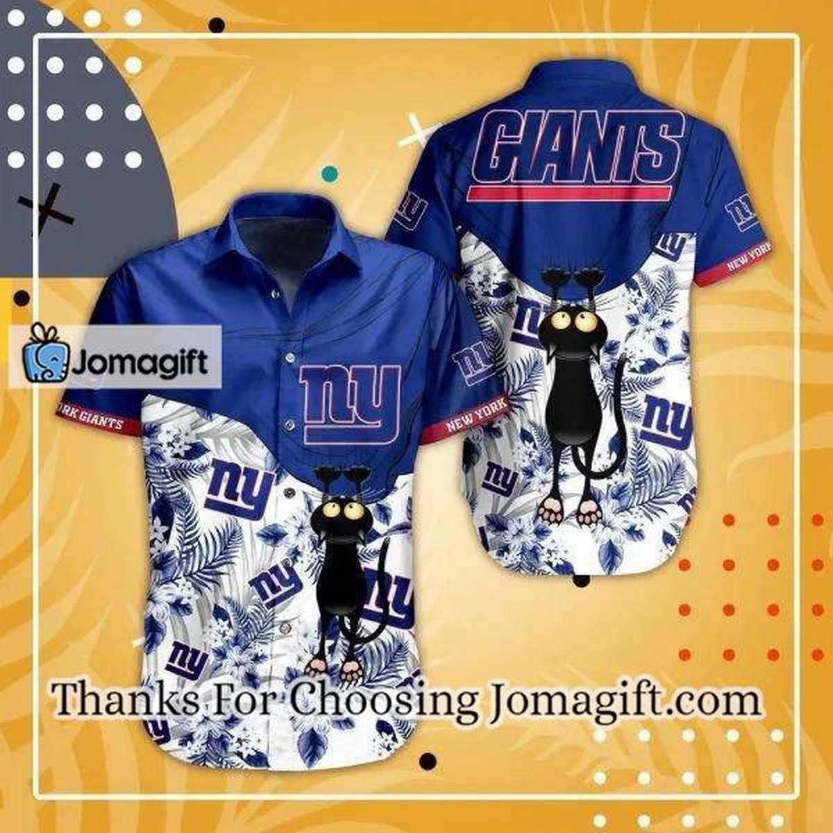NFL New York Giants Black Cat Navy Blue Hawaiian Shirt Aloha Shirt 1