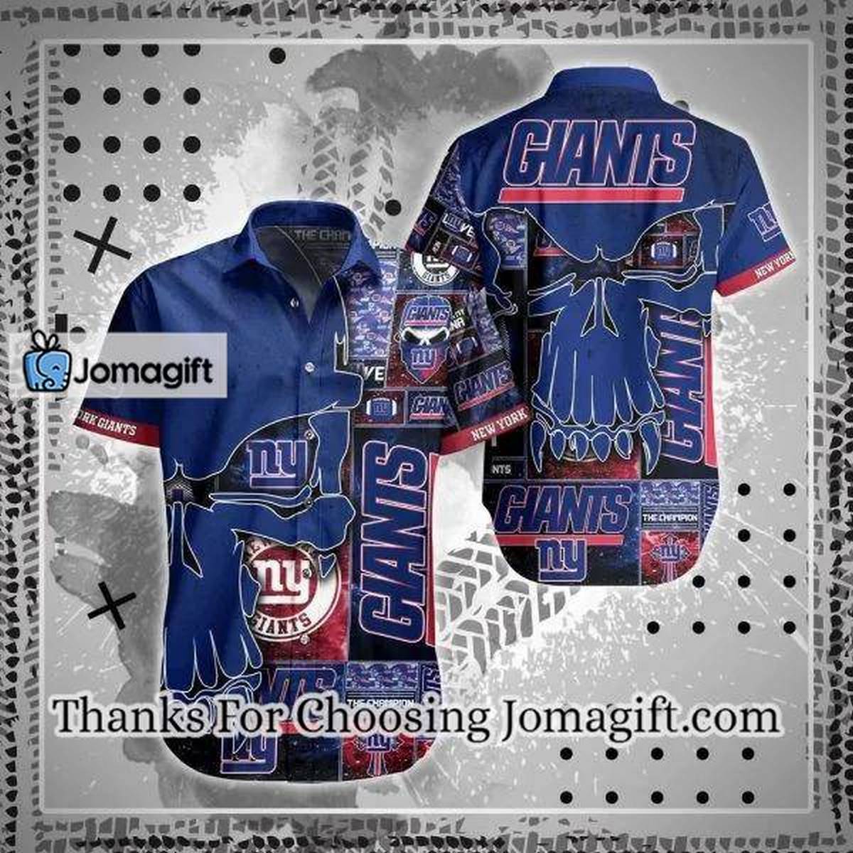 NFL New York Giants Punisher Skull Navy Blue Hawaiian Shirt Aloha Shirt 1