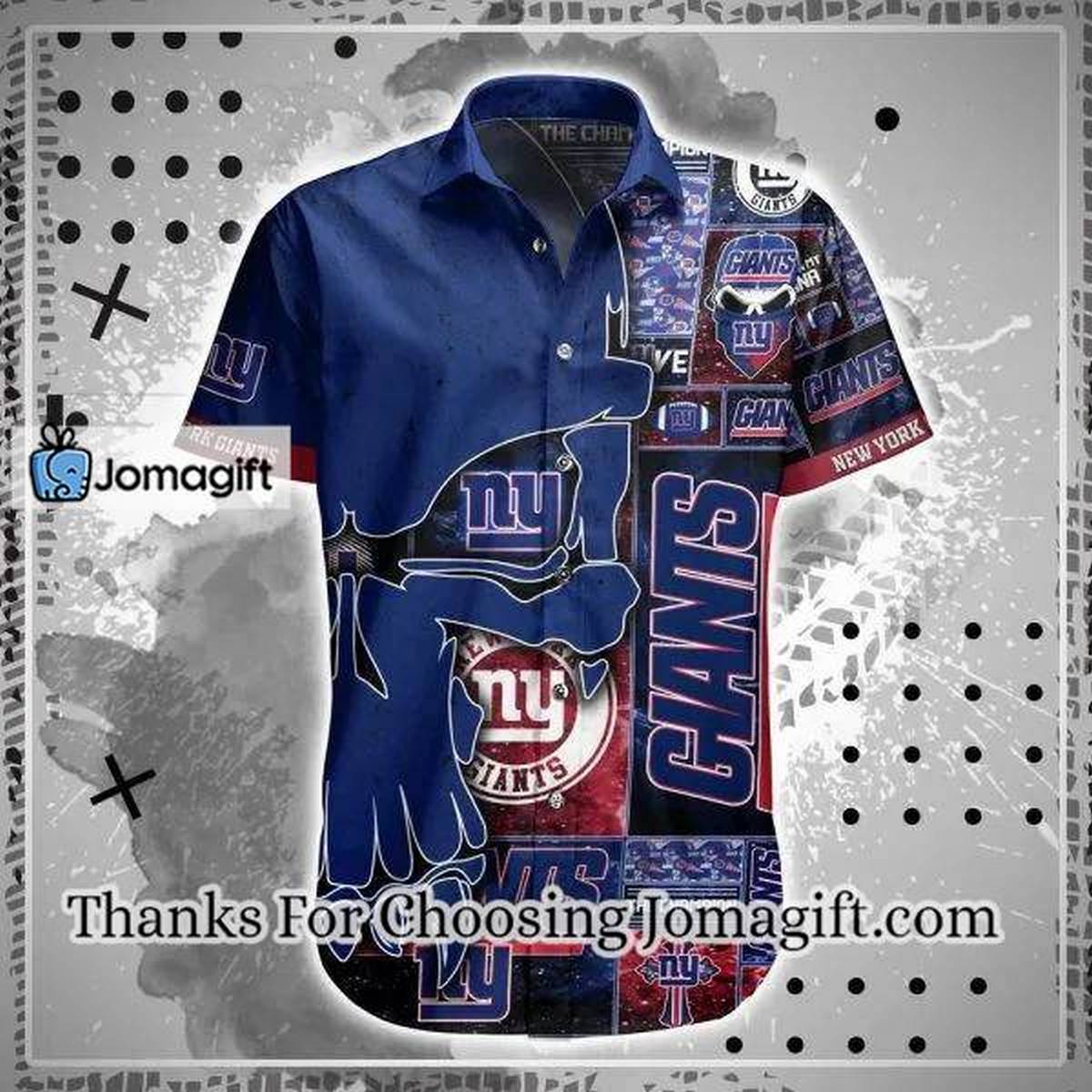 NFL New York Giants Punisher Skull Navy Blue Hawaiian Shirt Aloha Shirt 2