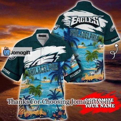 [Personalized] NFL Philadelphia Eagles Custom Name Coconut Tree Hawaiian Shirt Gift