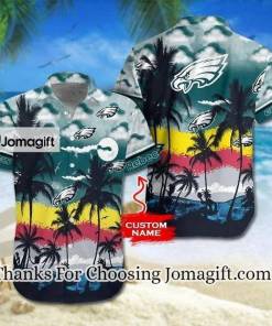 NFL Philadelphia Eagles Custom Name Coconut Tree Hawaiian Shirt V2 Aloha Shirt