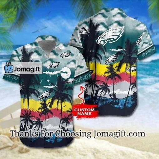 [Personalized] NFL Philadelphia Eagles Custom Name Coconut Tree Hawaiian Shirt V2 Gift