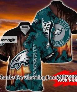 NFL Philadelphia Eagles Custom Name Coconut Tree Hawaiian Shirt V3 Aloha Shirt