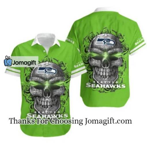 [Personalized] NFL Seattle Seahawks Green Skull Hawaiian Shirt Gift