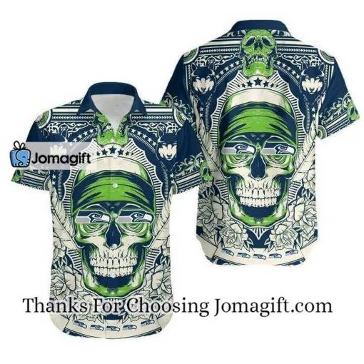 [Personalized] NFL Seattle Seahawks Green Skull Hawaiian Shirt V2 Gift