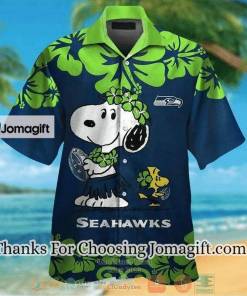 NFL Seattle Seahawks Navy Green Snoopy Hawaiian Shirt Aloha Shirt