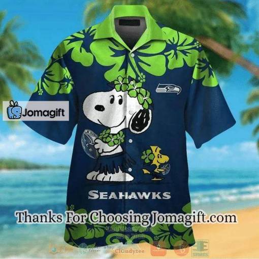 [Personalized] NFL Seattle Seahawks Navy Green Snoopy Hawaiian Shirt Gift