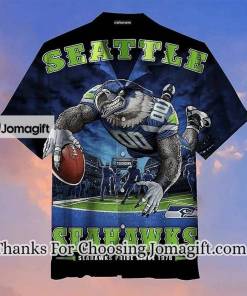 NFL Seattle Seahawks Navy Mascot Hawaiian Shirt Aloha Shirt
