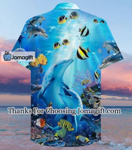 [Amazing] Ocean Blue Dolphin Colorful Coral Hawaiian Shirt 3D Gift