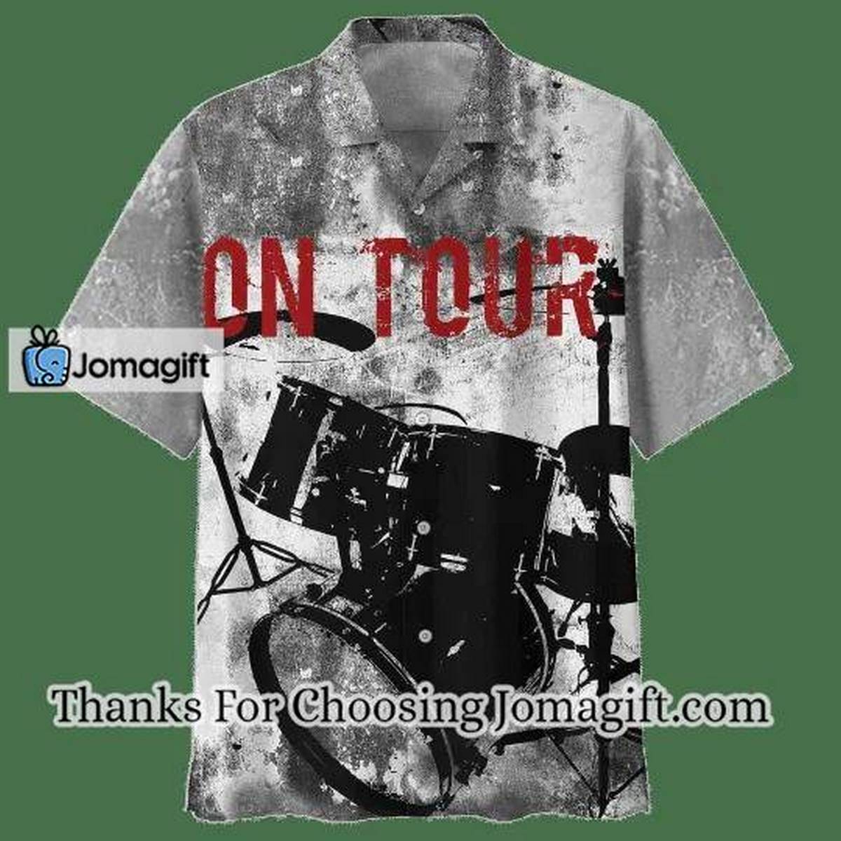 On Tour Drum Background Design Hawaiian Shirt 1