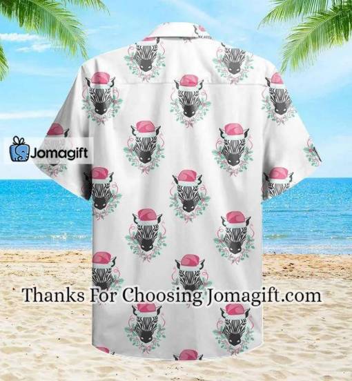[Amazing] Pattern Zebra Santa Claus Hat White Hawaiian Shirt 3D Gift