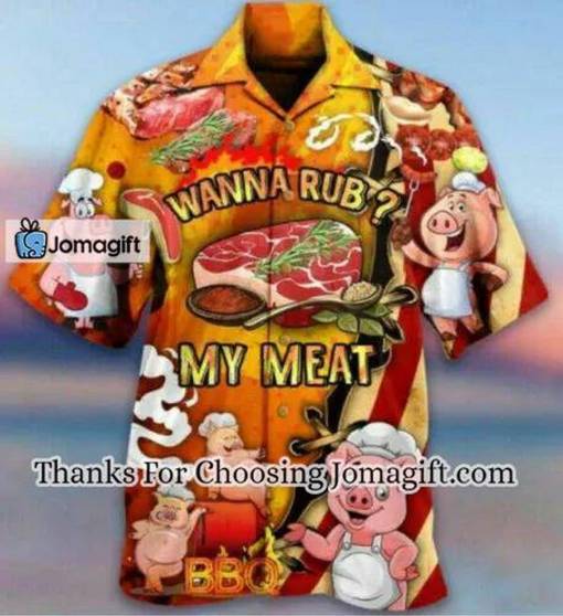 [Custom Name] Pig Cute Wanna Rub My Meat Funny Barbecue Hawaiian Shirt Gift
