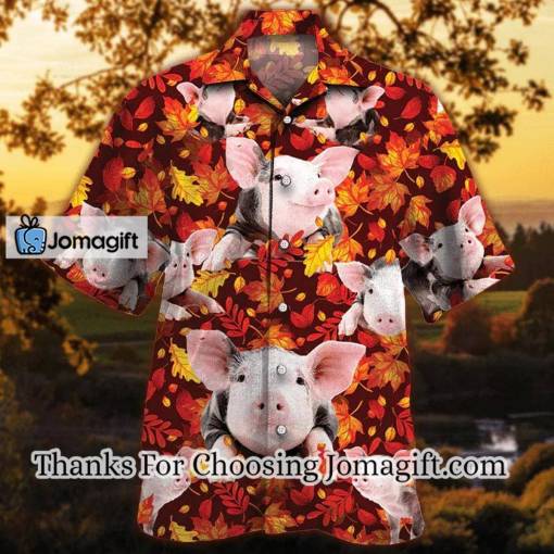 [Amazing] Pig Lovers Autumn Red Leaves Hawaiian Shirt Gift