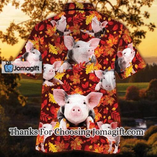 [Amazing] Pig Lovers Autumn Red Leaves Hawaiian Shirt Gift