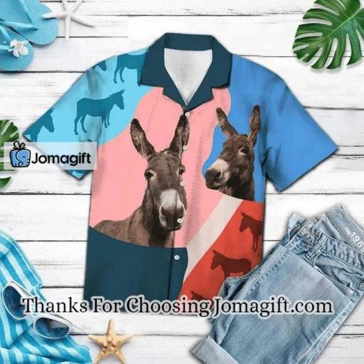 [Amazing] Pink And Blue Geometric With Donkey Hawaiian Shirt Gift
