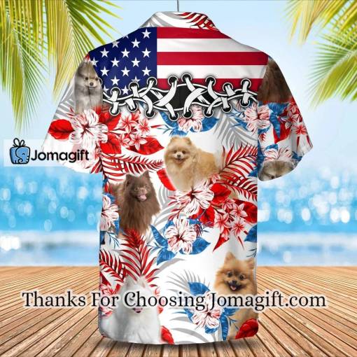 [Amazing] Pomeranian flower American flag Hawaiian Shirt Gift