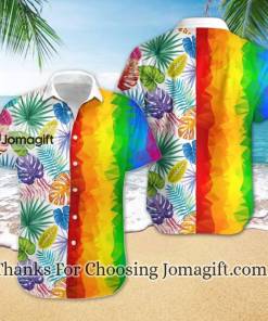 Popular Lgbt Hawaiian Shirt Rainbow Polygonal Tropical Leaves 1