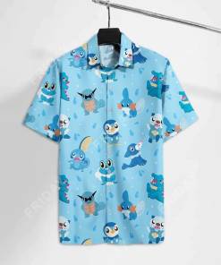 [Popular] Pokemon Hawaiian Shirt Water Pokemon Oshawott Squirtle Totodile Pattern Blue