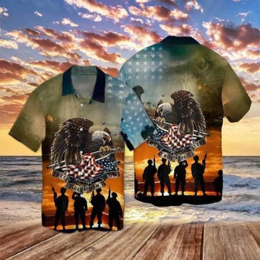 [Popular] Veteran, These Colors Don’T Run Eagle American Hawaiian Shirt