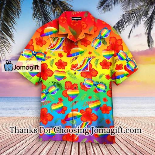 [Amazing] Pride Month Hibicus With LGBT Flag Hawaiian Shirt, LGBT shirt, Lesbian shirt, gay shirt Gift