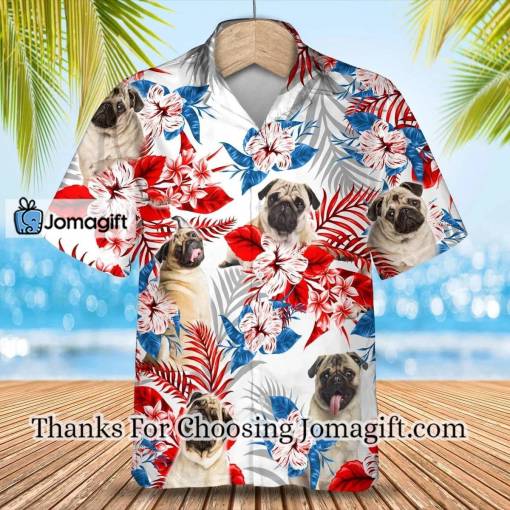 [Amazing] Pug flower American flag Hawaiian Shirt Gift
