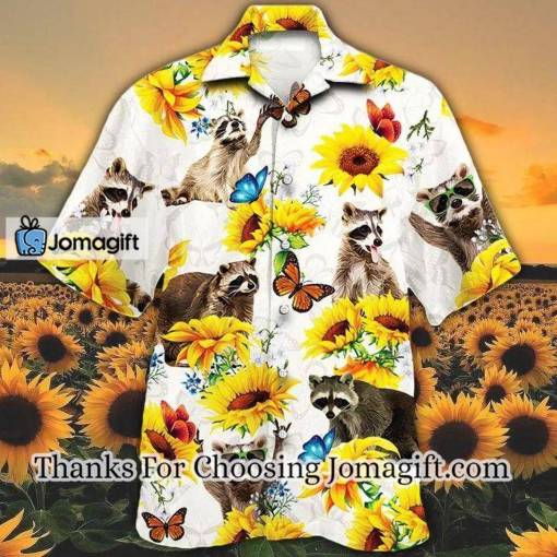 [Custom Name] Raccoon Lovers SunFlower Hawaiian Shirt Gift