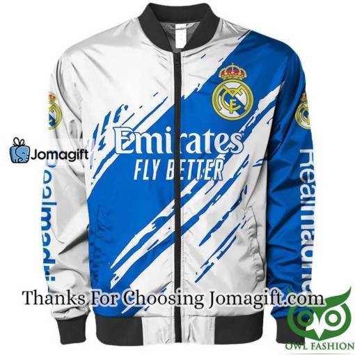 [Custom Name] Real Madrid Hawaiian Style Blue White Bomber Jacket Gift