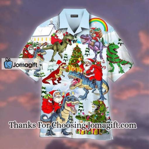 [Custom Name] Santa Claus Ride Dinosaur Hawaiian Shirt Gift