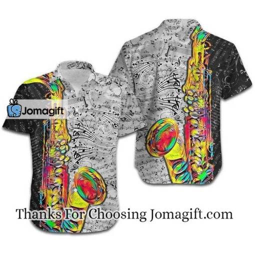 [Custom Name] Saxophone Colorful Line Music Note Hawaiian Shirt Gift