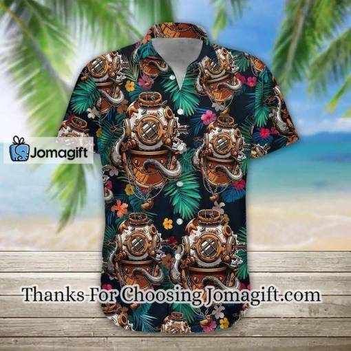 [Custom Name] Scuba Diving Helmet Hawaiian Shirt Gift