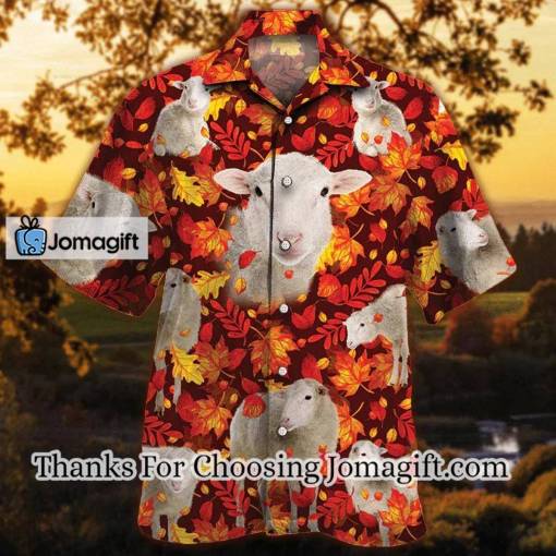 [Awesome] Sheep Lovers Autumn Red Leaves Hawaiian Shirt Gift