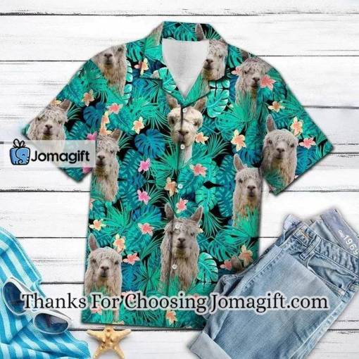 [Awesome] Simple Animal Love Alpacas Tropical Leaves Hawaiian Shirt Gift