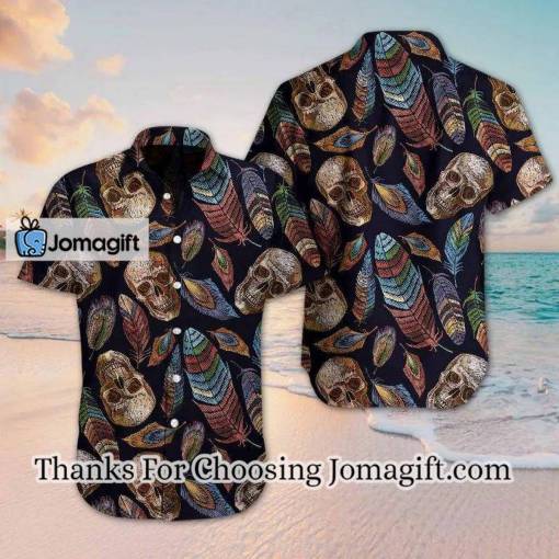 [Custom Name] Skull Feather Hawaiian Shirt Gift