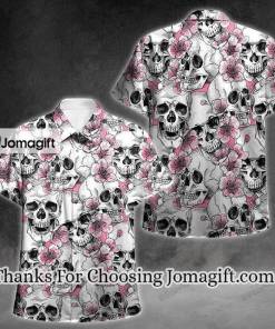 [Custom Name] Skull Pink Flowers Hawaiian Shirt, Summer Gift