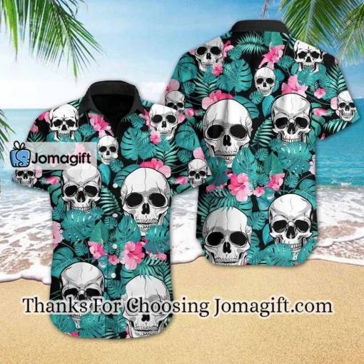 [Awesome] Skull Tropical Flower Species Design Hawaiian Shirt Gift